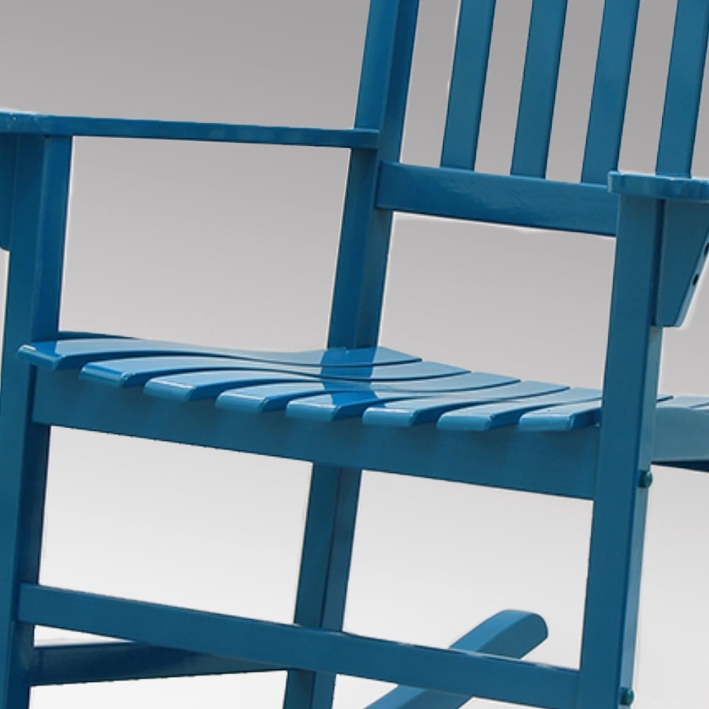 Monstay Mahogany Outdoor Wooden Porch Rocking Chair, Steel Blue