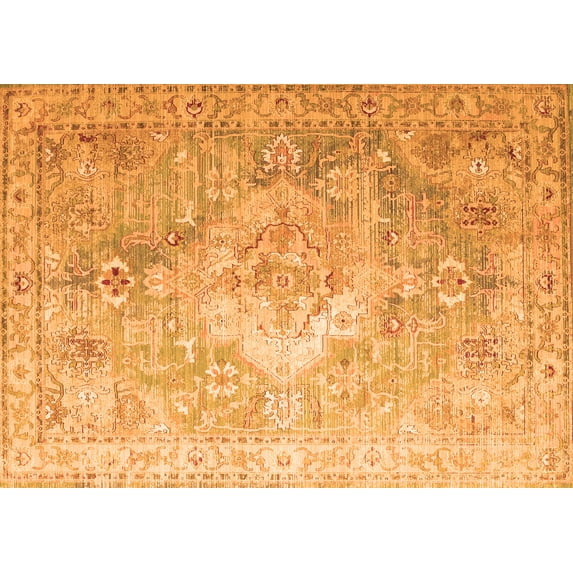 Ahgly Company Indoor Rectangle Medallion Orange Traditional Area Rugs, 3' x 5'