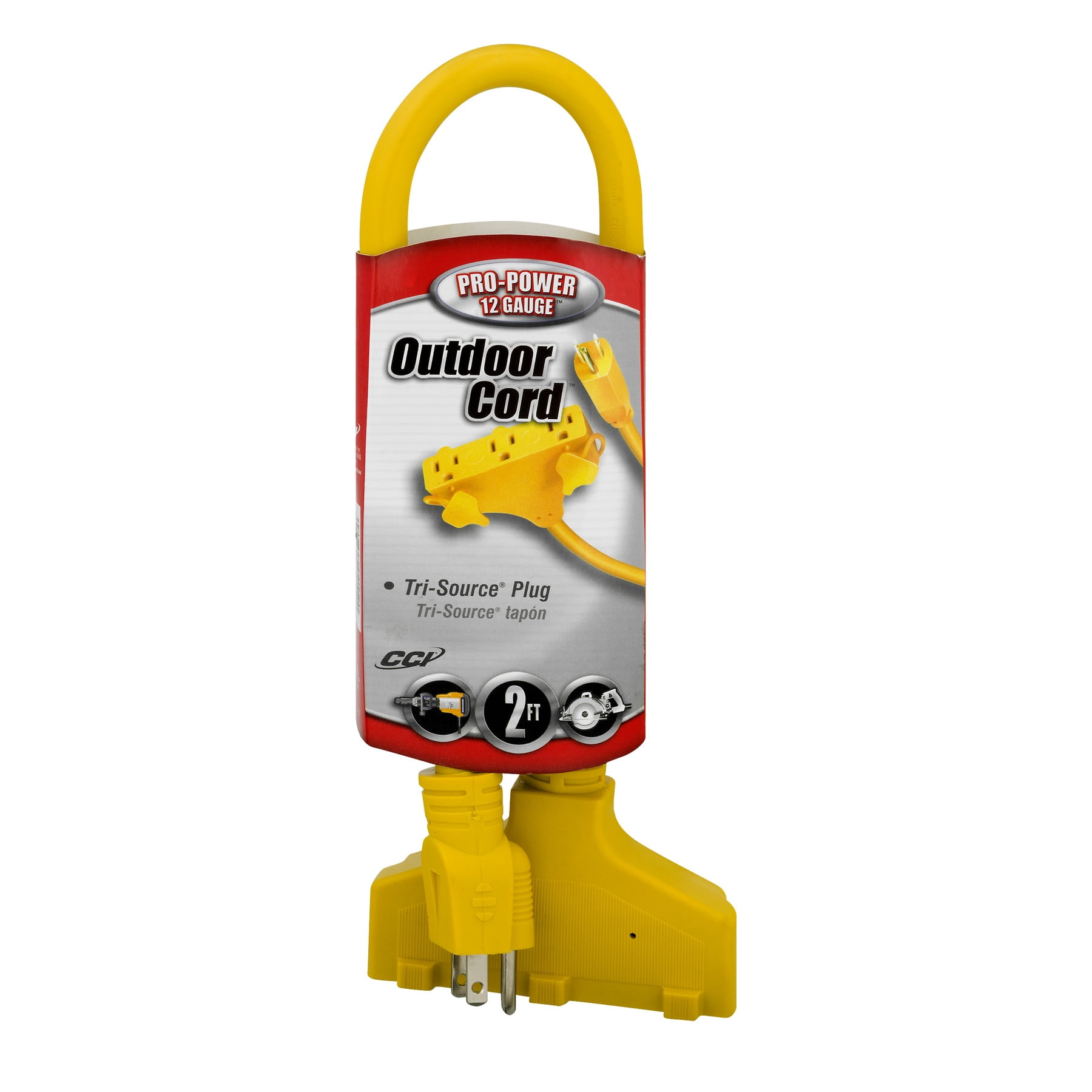 Coleman Cable 12 3 Tri-Source Adapter Extension Cord, Yellow, 2-Foot by Coleman Cable, Inc