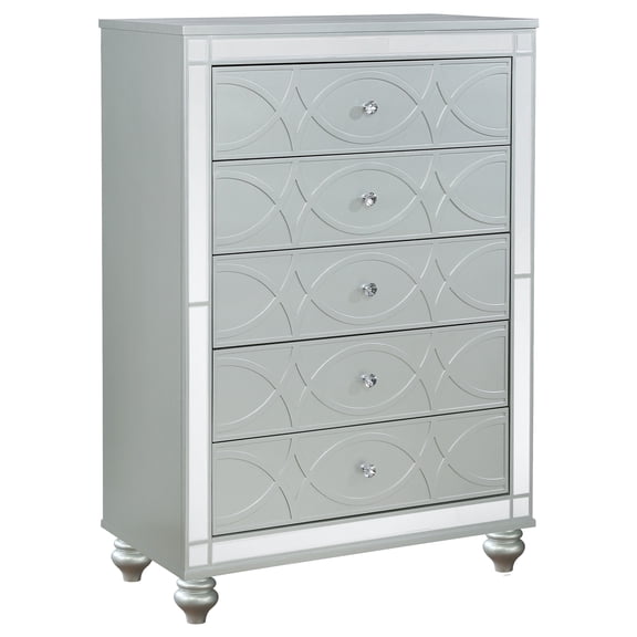 Coaster Gunnison 5-Drawer Bedroom Chest, Silver Metallic