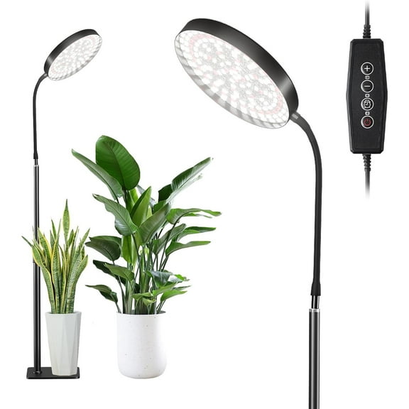 Super Bright Standing Grow Light for Indoor Plants, 6000K 216 LEDs Floor Plant Growing Lamp with 12V 3A High Power Output for Faster Growth, 4/8/12 Timer Setting & Adjustable Height