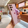 thumbnail image 2 of Electroplated Case for Samsung Galaxy S23 Ultra, Cute Heart Love Pattern Slim Soft Silicone Shockproof Cover with Wristband Kickstand Lens Protection Phone Case for Samsung S23 Ultra,Purple, 2 of 8