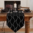 thumbnail image 2 of Triangle Table Runners Long Black Quatrefoil Water Wave Texture Dresser Scarves Table Decoration for Wedding Party/Graduation Ceremony/Banquet, 2 of 7