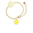 thumbnail image 2 of Delight Jewelry Silvertone Small Yellow Enamel Disc Gold-tone Flower Link Chain Bracelet, 6.75"+2" Extender, 2 of 4