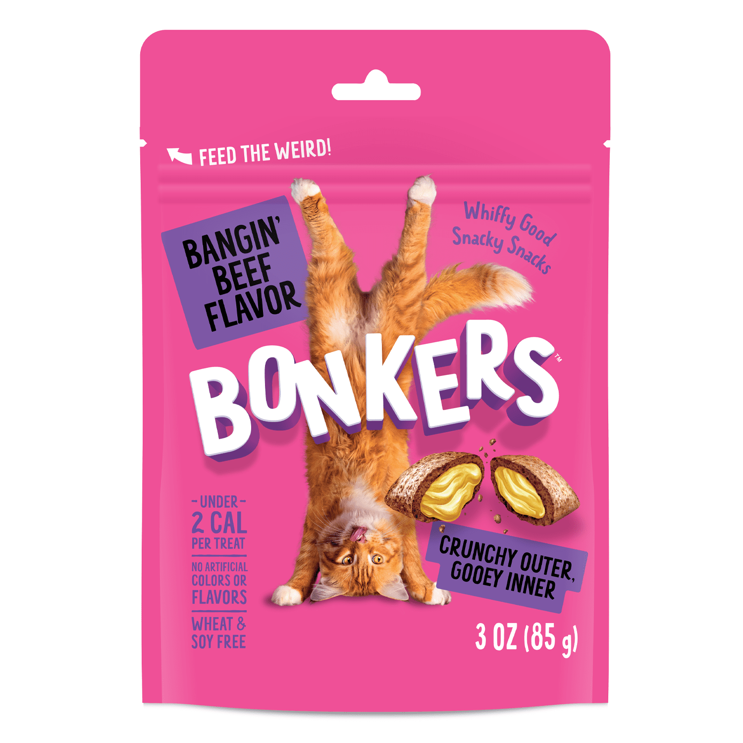Bonkers Crunchy and Soft Cat Treats Bangin' Beef Flavor 3oz