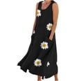 thumbnail image 2 of Économies d'Été kcavykas Robes d'Été Grande Taille pour Femmes 2024, Robe d'Été Décontractée pour Femmes à Imprimé Sans Manches à Col Rond avec Poches en Liquidation, 2 of 5