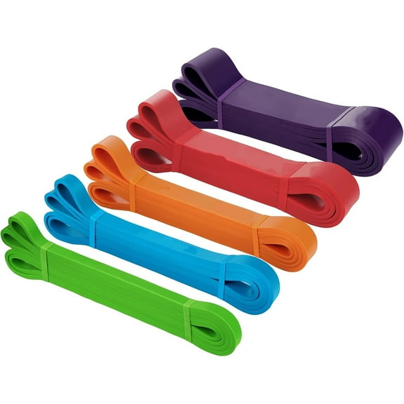 Pull Up Assistance Bands - Set of 5 Resistance Heavy Duty Workout Exercise Stretch Fitness Bands Assist Set for Body,Instruction Guide and Carry Bag Included
