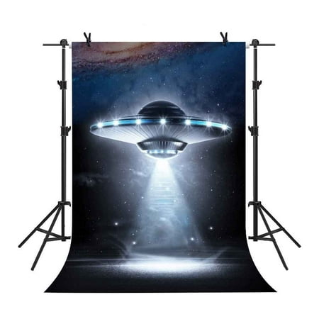 GreenDecor Polyster 5x7Ft UFO with Light Beam Backdrop Aliens Star Wars Fantastic Background Props Video Studio Photography
