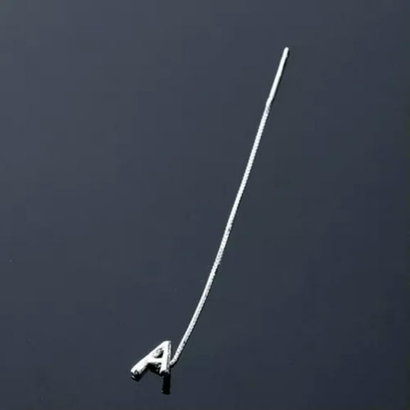 EOEMY A-Z Women Letter Tassel Earrings Alphabet Initial Letter Stud Earring Ear Thread-A-Silver-1Pc