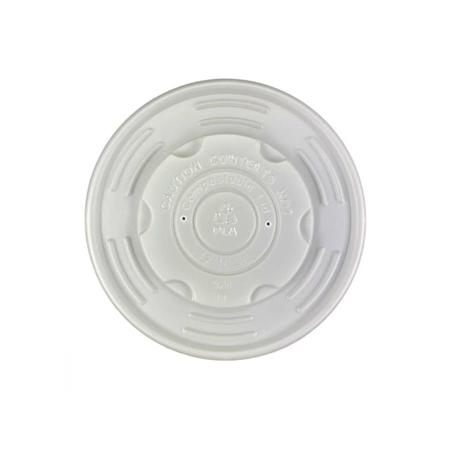 CPLA Compostable Vented Lid for 8oz Paper Soup Bowl ( 100% Compostable ) 1000/ Pack