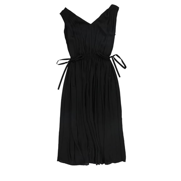 bar III Womens Sleeveless V-Neck Midi Empire A-line Dress, Black, Small