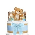 thumbnail image 3 of Teddy Bear Diaper Cake for a Boy - Baby Shower Gift Idea - Burlap Brown and Blue, 3 of 3