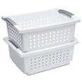 thumbnail image 6 of Sterilite Plastic Medium Stacking Basket White Set of 6, 6 of 7