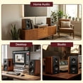 thumbnail image 3 of Pyle Powered Bookshelf Speaker System – 80W Bluetooth Active Stereo Speakers with ARC, Optical & Coax Inputs, Subwoofer Out, Bass Reflex Wood Cabinet for Home Theater & Studio (Pair), 3 of 3