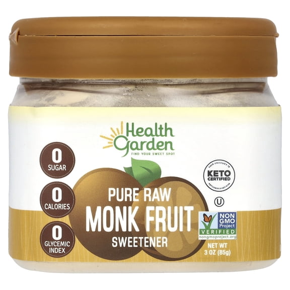Health Garden Pure Raw Monk Fruit Sweetener, Zero Calorie Sugar Substitute, 3 oz
