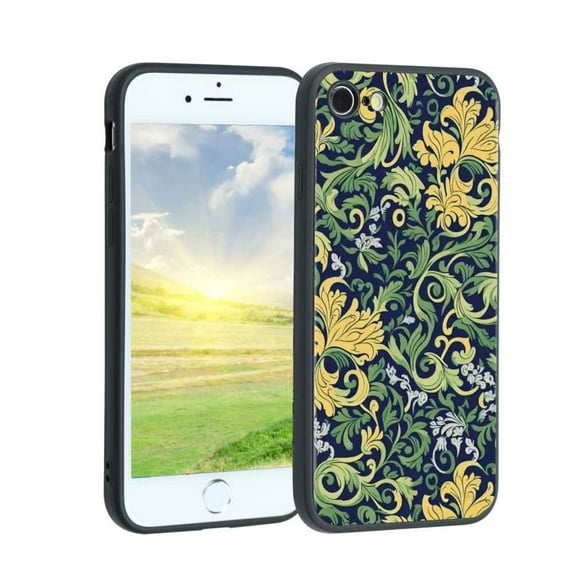 Premium-Bohemian-Swirly-Vintage-Floral-Decorative-William-Morris-Style-3-3 Phone Case, Degined for iPhone SE 2020 Case Men Women, Flexible Silicone Shockproof Case for iPhone SE 2020