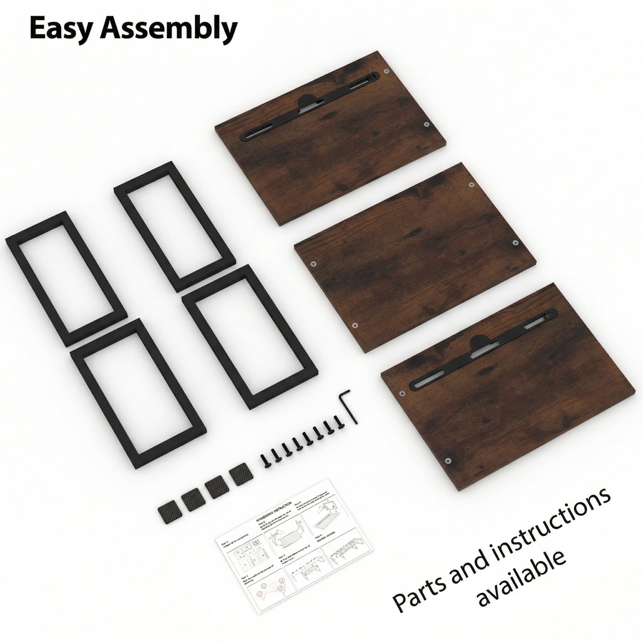 Dual Monitor Stand Riser with Pen Slot - Adjustable Length & Angle, Brown Desk Organizer for Computer Screens