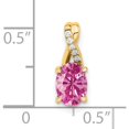 thumbnail image 2 of 14K Yellow Gold Oval Created Pink Sapphire And Diamond Pendant (Width 6.25) (Length 14.3) - Jbsp, 2 of 5