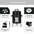 thumbnail image 6 of PHI VILLA 17-inch Vertical Charcoal Smoker Grills 2 in 1 BBQ Grill & Smoker, Black, 6 of 11