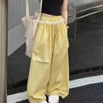 thumbnail image 5 of Lenpel Girls' Wide Leg Pants Lightweight Elastic High Waisted Drawstring Palazzo Pants Baggy Streetwear Casual Trousers, 5 of 7