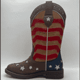 thumbnail image 4 of PatPat Toddler Cowboy Boots Size 11, Red and Brown Striped Flag Cowboy Boots for Boys, 4 of 4