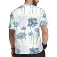 thumbnail image 2 of Wukai Pale Blue Lotus Flowers Print Men's Short-Sleeved Mesh T-Shirt,Quick-Dry Short Sleeve Workout T-Shirt-6X-Large, 2 of 8