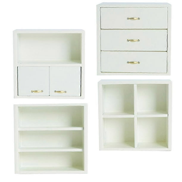 White Mini Bookcase for Home Decor Made of Synthetic Material Perfect for DIY Mini House Use Small Size 1:12
