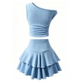thumbnail image 5 of MEZZALL Child Girls Summer Outfit Sets Off Shoulder Knit Tops With Layered Ruffle Skirt Teen Two Piece Coordinated Lovely Daily Clothes Sets, 5 of 8