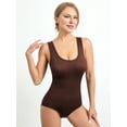 thumbnail image 4 of Tank Top Bodysuit for Women Tummy Control Slim Fit Sleeveless Body Suit Round Neck Coffee Color S, 4 of 5