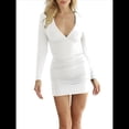thumbnail image 1 of Vestido Mini de Fiesta Ajustado con Escote en V y Larga para Mujer L, 1 of 10