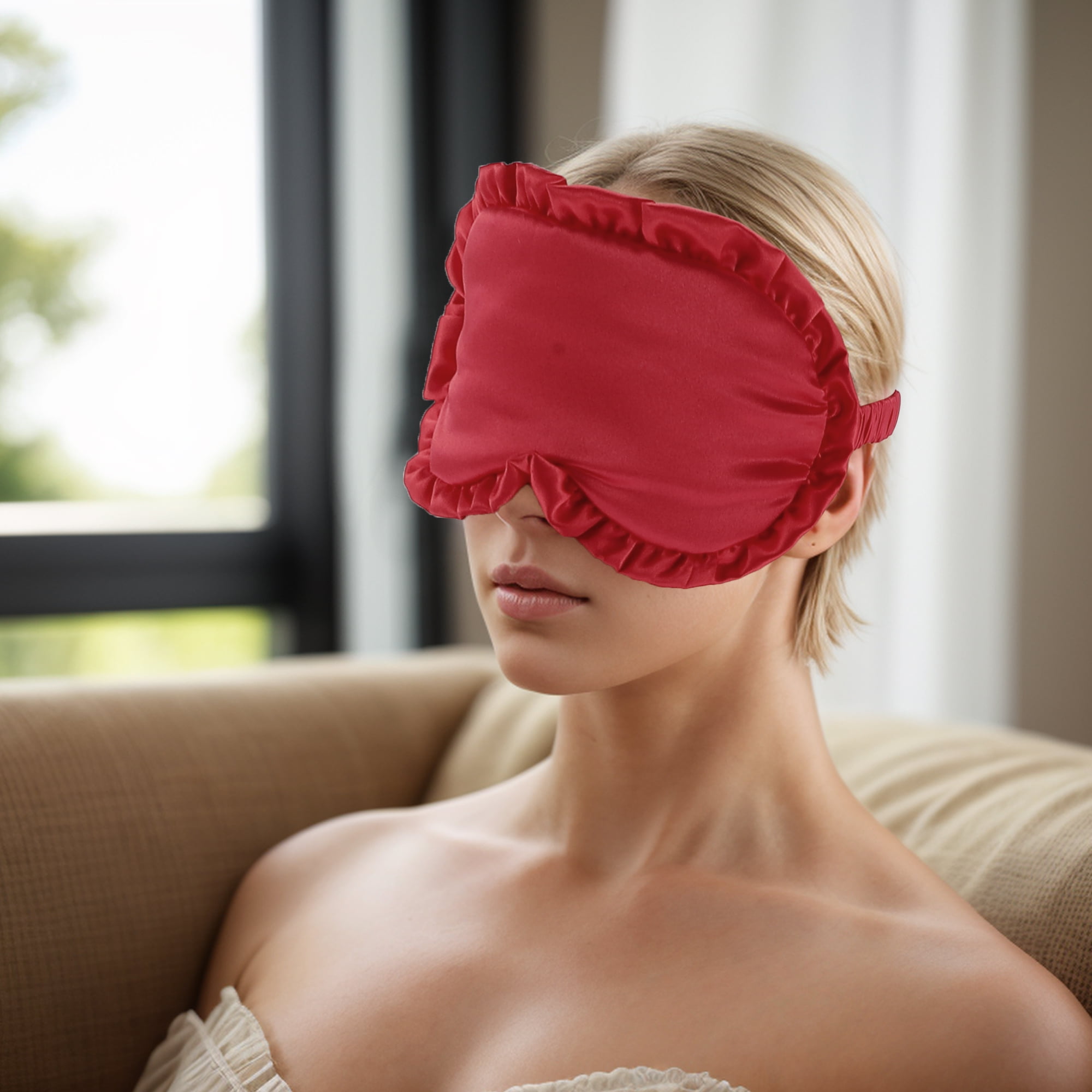 Unique Bargains Soft Flowers Style Sleep Mask Eye Shade Cover for Rest Red
