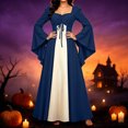thumbnail image 6 of JOANKDMI Womens Renaissance Medieval Maxi Dress Square Neck Long Bell Sleeve Vintage Irish Over Gown Lace Up Flowy Flattering Costume for Halloween Role Play, 6 of 7