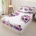 thumbnail image 2 of Homewish Cute Floral Skull Zipper Full Size Comforter Sets with Fitted Sheet and 2 Pillowcases for Kids, Rose Butterfly Spring Spooky Zipper Bedding Set, Black Reversible, 4 Pieces, 2 of 6