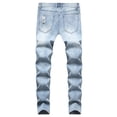 thumbnail image 2 of CHERALKEST Men's Biker Skinny Slim Fit Fashion Ripped Jeans Blue Stretch Destroyed Denim Pants, 2 of 7