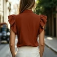 thumbnail image 4 of Harpily Womens Tops Casual V Neck Sleeveless Ruffle Soft Breathable Relaxed Silhouette Daily Vacation Work Blouse Tops, 4 of 4