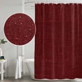 thumbnail image 5 of Vintage Dark Red Shower Curtain Set, Waterproof Shower Curtains for Bathroom, Farmhouse Retro Solid Color Linen Texture Washable Fabric Cloth Bath Curtain for Bathtub with Hooks 54x78 Inches, 5 of 6