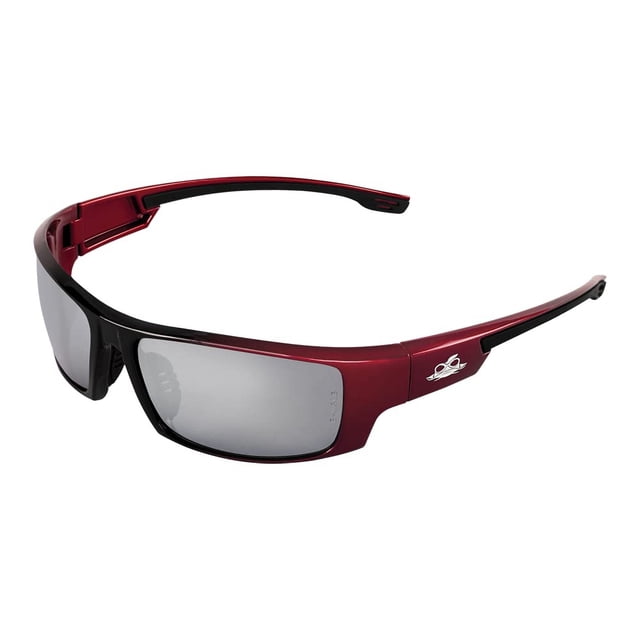 Bullhead Safety Eyewear Dorado - Gafas de sol ligeras con bloqueo UV resistentes a impactos y arañazos para caza/tiro, deportes al aire libre, construcción, espejo plateado y rojo/negro