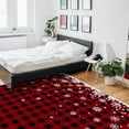 thumbnail image 5 of Christmas White Area Rug 4x6ft Snowflake Snow On Black and Red Plaid Non-Slip Washable Square Rugs Soft Felt Indoor Floor Mat for Bedroom Kitchen Living Room Bathroom, 5 of 8