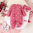 thumbnail image 2 of Tiweut Casual Kids Outfits Girl Valentines Day Ruffle Heart Print Romper Headband Suit Set, 2 of 9