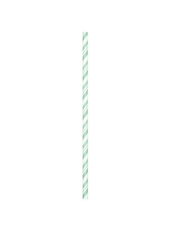 Hoffmaster Group  Paper Stripe Fresh Mint & White Decor Straws, Pack of 6 - 24 per Pack
