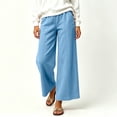 thumbnail image 3 of Oksale Wide Leg Sweatpants Women Loose Fit Petite Ankle Pants with Pockets Casual Elastic High Waisted Sweat Pants for Running Athletic Workout Blue S, 3 of 9
