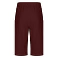 thumbnail image 4 of DeHolifer Cotton Linen Shorts for Men Summer Trendy Elastic Waisted Solid Color Loose Comfy Shorts with Pocket Wine 2XL, 4 of 5