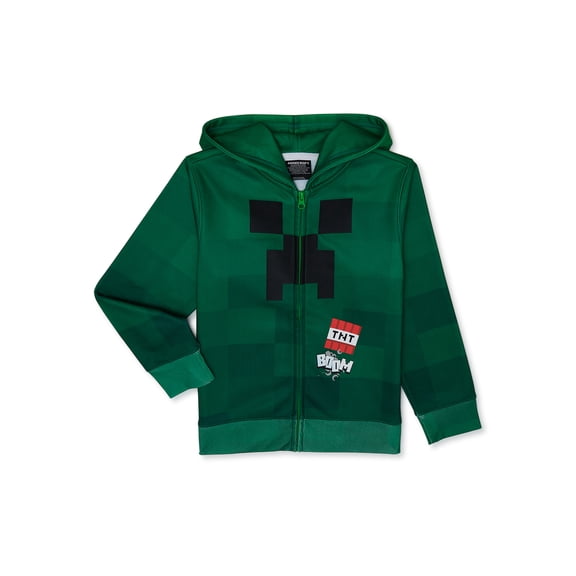 Minecraft Boys Creeper Zip Up Hoodie Sizes- XS-XXL