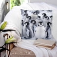 thumbnail image 3 of 24x24 Pillow Covers Set of 2, Grey Penguins Throw Pillow Covers Decorative Couch Cushion Case, Winter Animals Vintage Gray Microfiber Square Pillowcases for Bedroom Car Living Room, 3 of 7