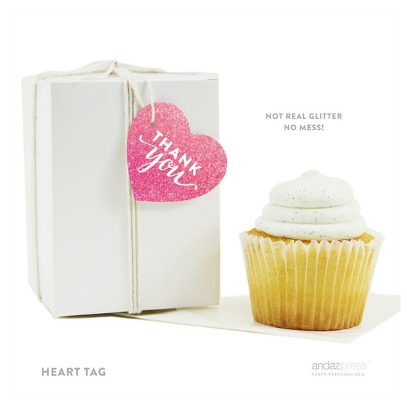 Sparkle Princess Birthday Thank You Heart Gift Tags, 30-Pack