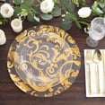 thumbnail image 4 of Efavormart 10 Pack Metallic Gold Sheer Organza Round Placemats with Swirl Foil Floral Design, 13" Disposable Dining Table Mats, 4 of 10
