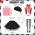 thumbnail image 5 of 6PCS Mime Costume for Women, Black Tutu French Hat Red Mime Scarf White Gloves Knee High Socks Suspenders French Costume for Halloween Carnival Cosplay Party, 5 of 7