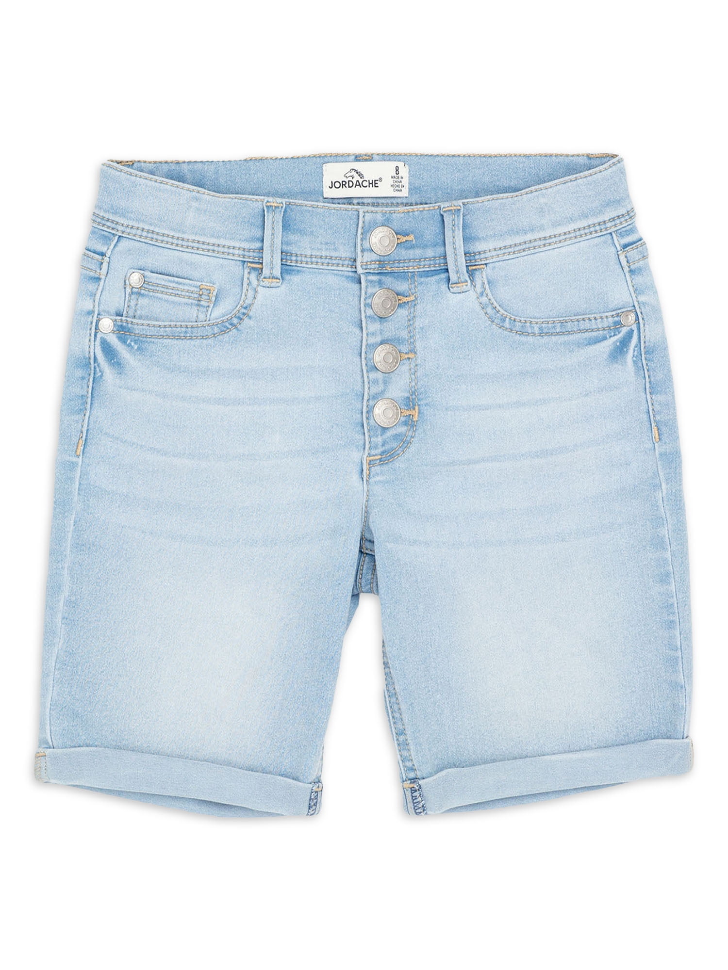 Jordache Girls Exposed Button Bermuda Shorts, Sizes 5-18 - Walmart.com