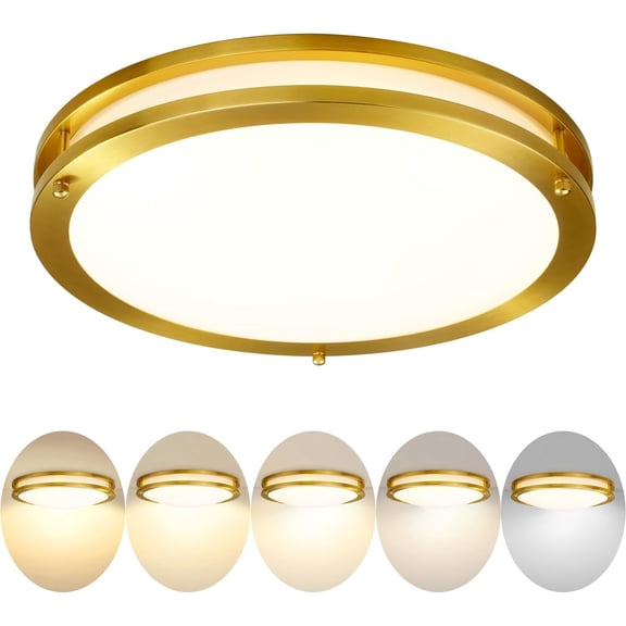 Gold Ceiling YANTON Fixture Flush Mount LED,16 inch Kitchen YANTONing Fixtures Ceiling Mount 36W, Dimmable Close to Ceiling YANTON Fixture 5CCT for Bedroom,Bathroom,Living Room