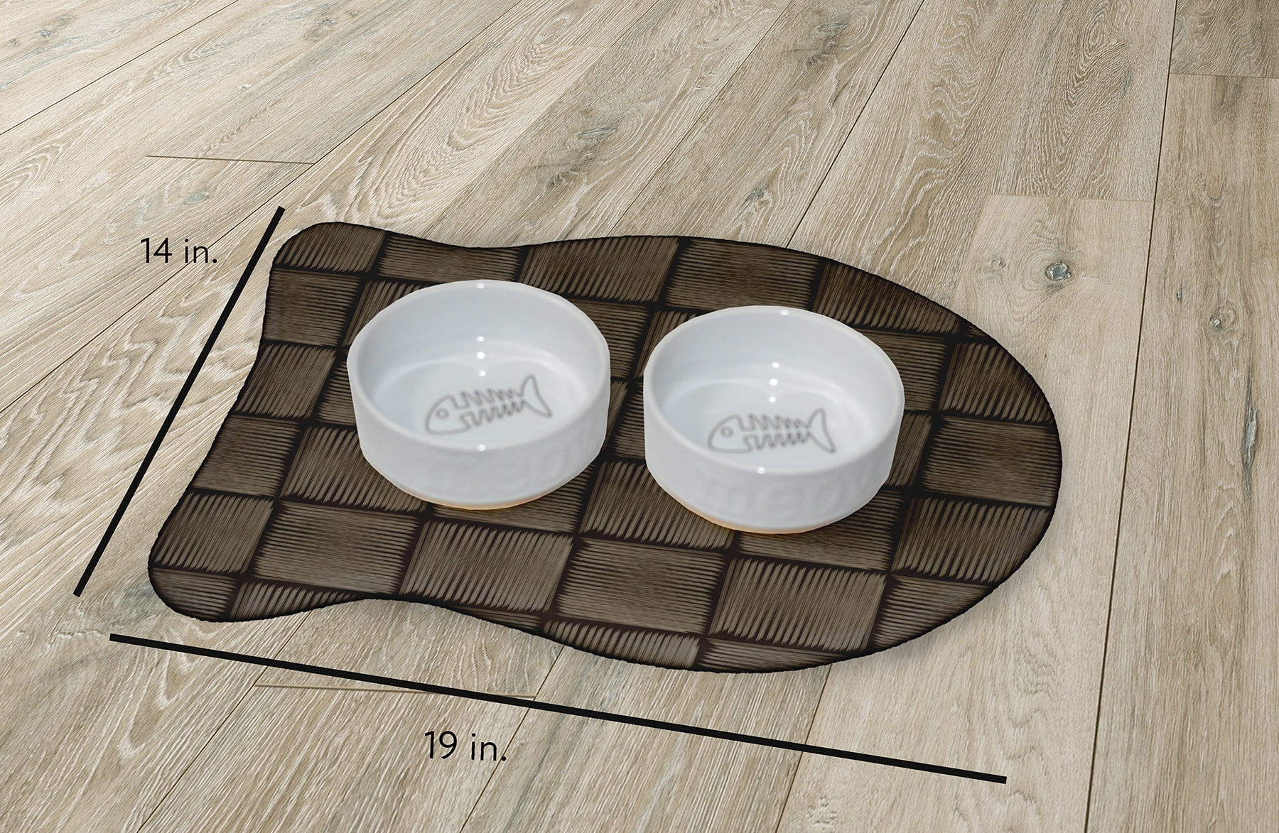 Simply Daisy Basketweave Fish Shape Pet Feeding Mat for Cats